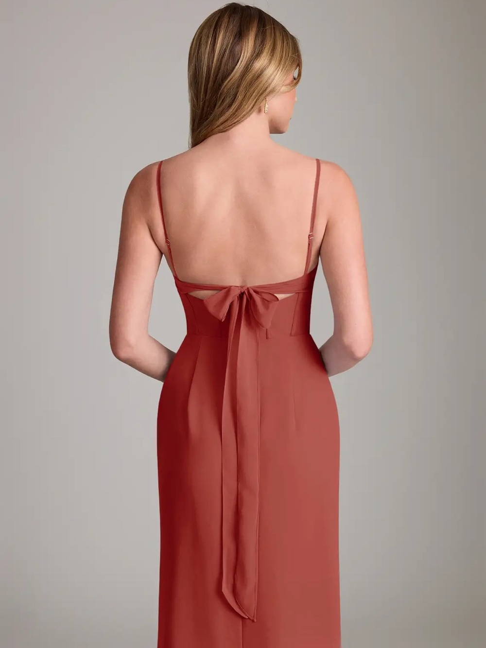 Azazie Rust Red Spaghetti-Strap Maxi Dress - Picture 4 of 11